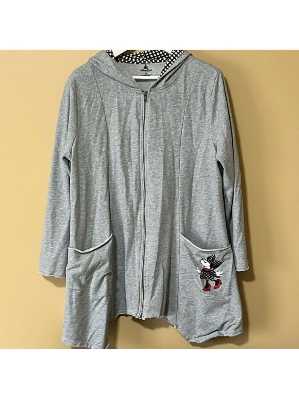 DISNEY PARKS Minnie Mouse zip hoodie.  Great with gingham accents. XXL